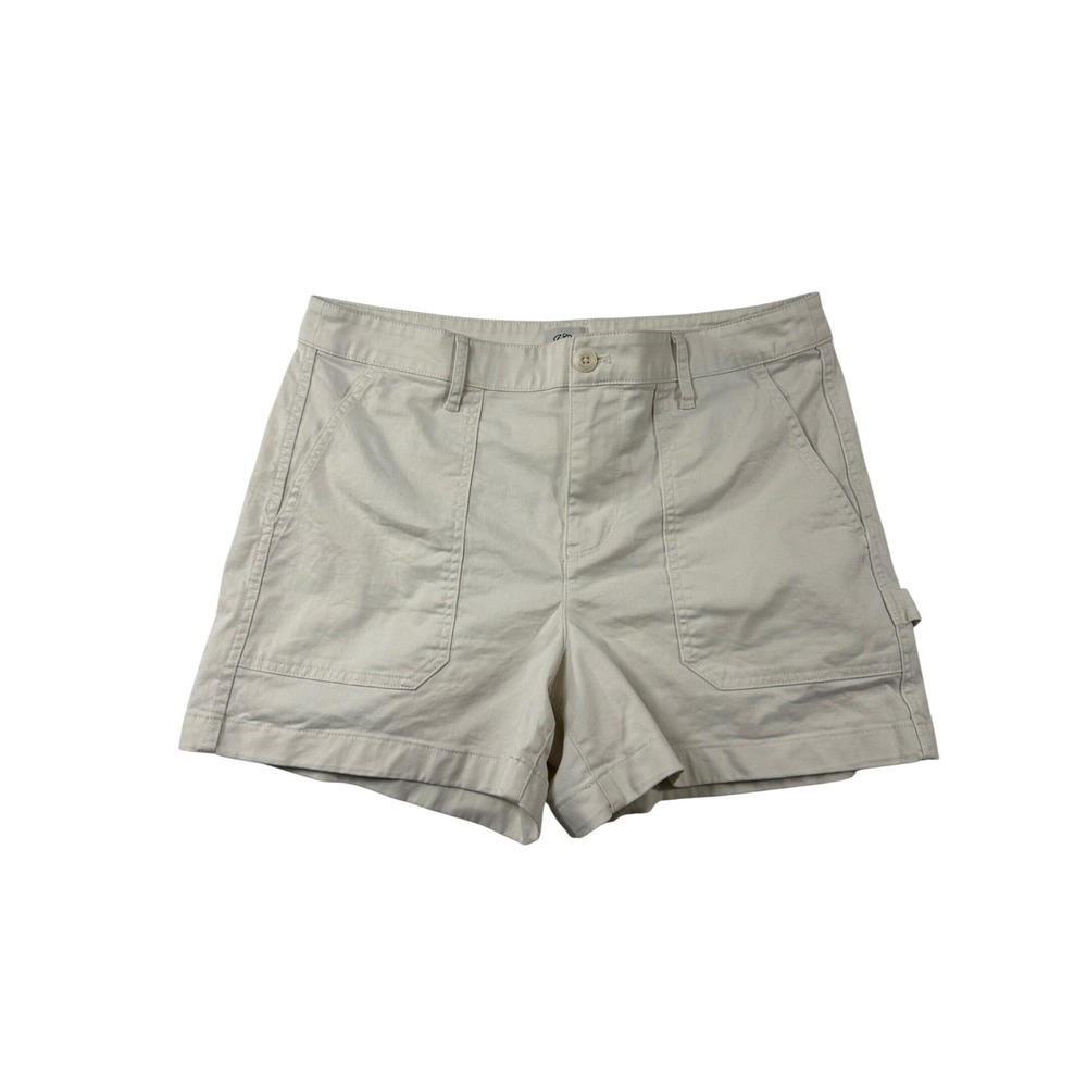 J.Crew Re-Imagined Utility Carpenter Shorts Beige Khaki Size 12 Stretch Cotton‎